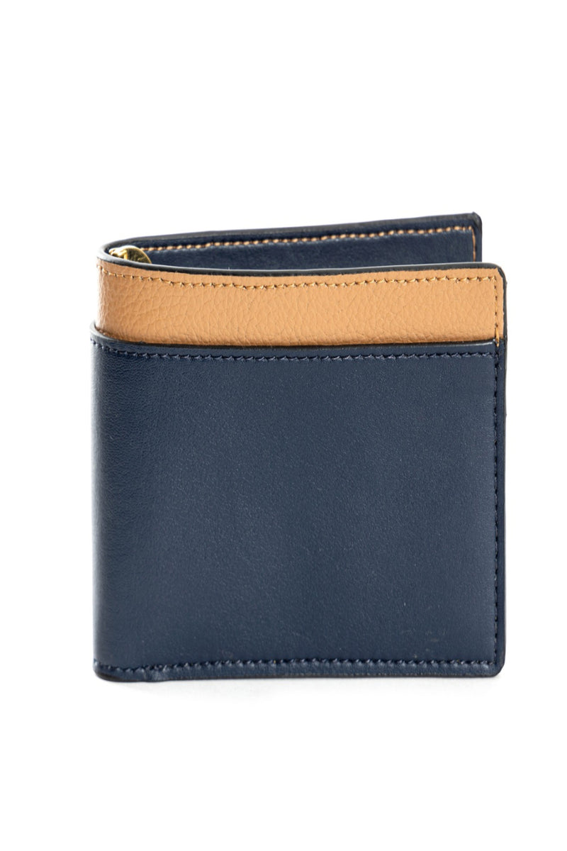 Green Hermitage Zeus Vegan Leather Men's Wallet (Navy Blue & Caramel )