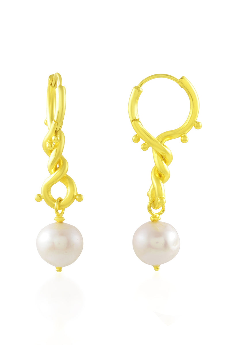 Arvino Dotted Pearl Earrings (Water Resistance Premium Plating)