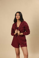 Carbontree Organic Cotton Women Sangria Cropped Carbon Hoodie