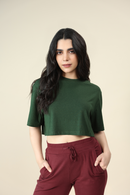 Carbontree Bamboo Women Pine Green Boxy Tee