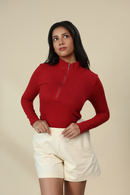 Carbontree Bamboo Women Bold Red Quarter Zip Top