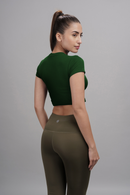 Carbontree Bamboo Women Pine Green Casual Crop Top