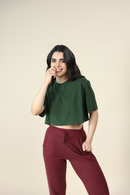 Carbontree Bamboo Women Pine Green Boxy Tee