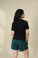 Carbontree Bamboo Women Carbon Black V Neck Tee
