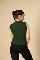 Carbontree Bamboo Women Pine Green Highneck Tank Top
