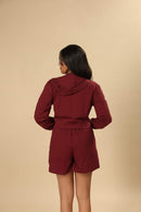 Carbontree Organic Cotton Women Sangria Cropped Carbon Hoodie