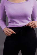 Carbontree Bamboo Women Lavender Haze Full Sleeve Rib Top