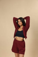 Carbontree Organic Cotton Women Sangria Cropped Carbon Hoodie