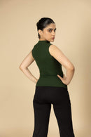 Carbontree Bamboo Women Pine Green Highneck Tank Top