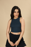 Carbontree Bamboo Women Rustic Blue Rib Tank Top