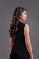 Carbontree Bamboo Women Carbon Black Highneck Tank Top