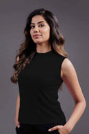 Carbontree Bamboo Women Carbon Black Highneck Tank Top