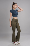 Carbontree Bamboo Women Rustic Blue Casual Crop Top