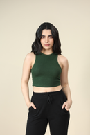 Carbontree Bamboo Women Pine Green Rib Tank Top