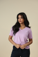 Carbontree Bamboo Women Lavender Haze V Neck Tee