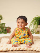 Greendigo Organic Cotton Pack of 1 Romper for Newborn Baby Girls - Yellow