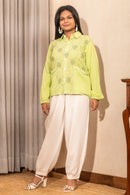 Rj Label Verdahlia Neon Green Stripe Shirt Organic Kala Cotton Women