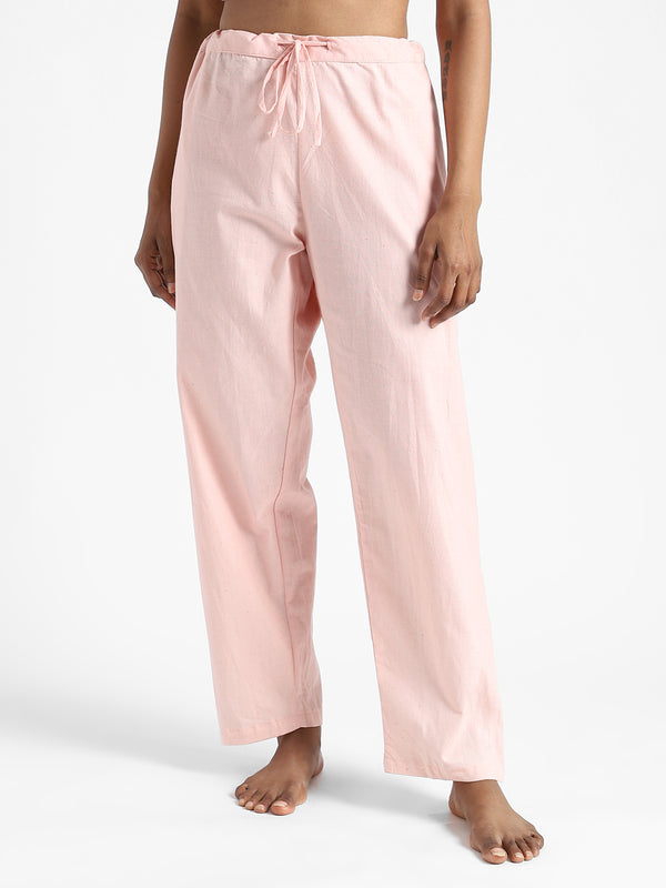 Livbio Organic Cotton & Naturally Dyed Hand Spun & Hand Woven Womens Rose Pink Pants