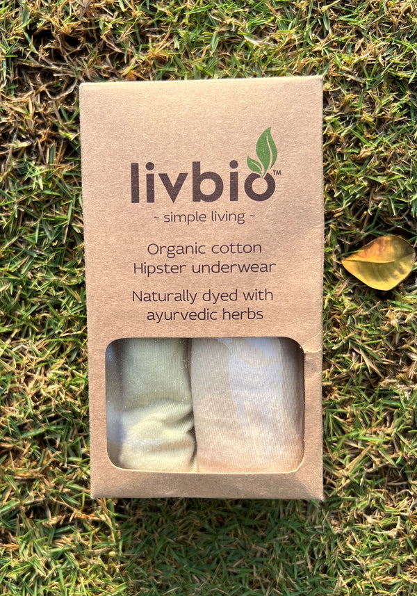 Livbio Organic Cotton & Natural Dyed Rust Cream and Turmeric Yellow Combo Underwear - Pack of 2