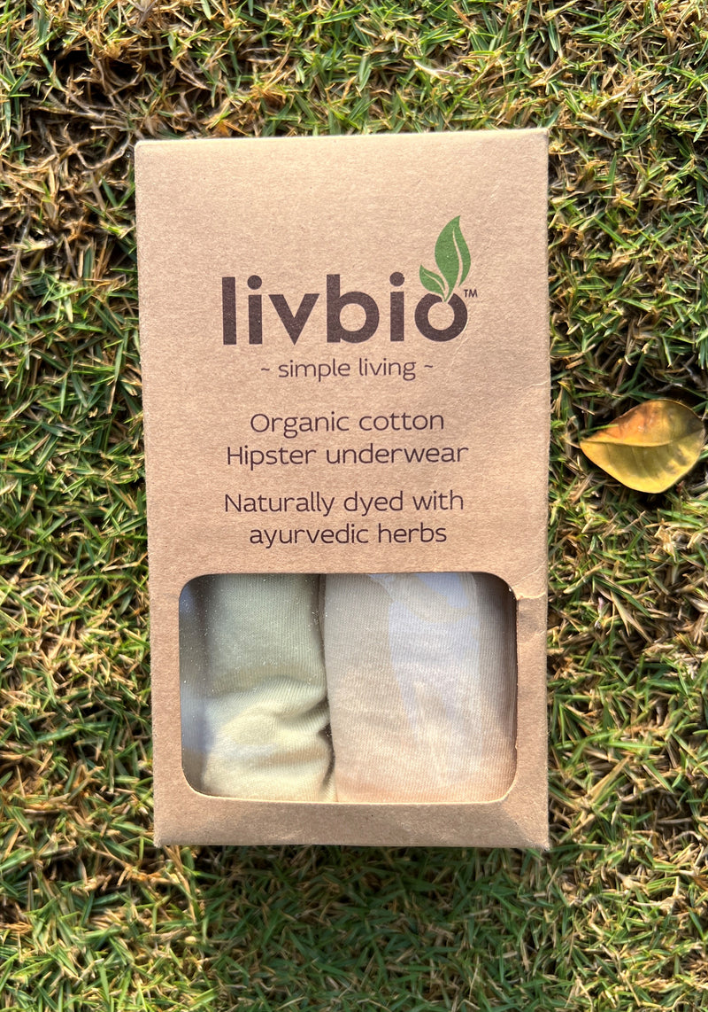 Livbio Organic Cotton & Natural Dyed Rust Cream and Turmeric Yellow Combo Underwear - Pack of 2