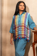 Rj Label Prism Blue Shirt Organic Kala Cotton Women
