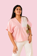 JOD Cotton Relaxed Fit Women Kaftan Top Gulabi Grid Top