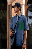 Un Denim - Mid Indigo Half-Sleeved Shirt | Lightweight Denim