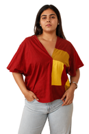JOD Cotton Relaxed Fit Patched Red Hotline Kaftan Top