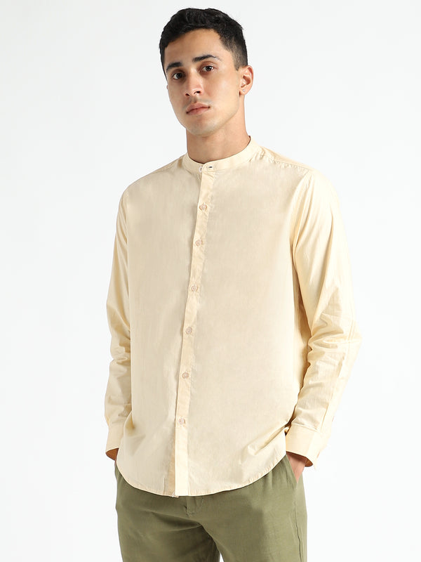 Livbio Organic Cotton & Naturally Dyed Mens Round Neck Pale Apricot Shirt