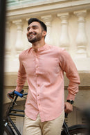 Earthy Route Rust Orange · Mandarin Collar Shirt