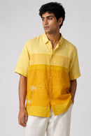 JOD Cotton Unisex Yellow Dandelion Patched Embroidered Shirt