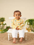Greendigo Organic Cotton Pack of 2 Kurta and Pant for Newborn Baby Boys - Yellow