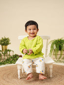 Greendigo Organic Cotton Pack of 2 Kurta and Pant for Newborn Baby Boys - Green