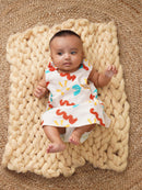 Greendigo Organic Cotton Pack of 1 Frock for Newborn Baby Girls - Off White