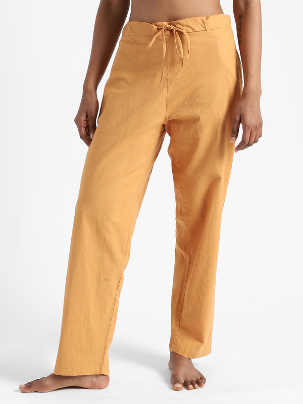Livbio Organic Cotton & Naturally Dyed Hand Spun & Hand Woven Womens Pomo Orange Pants