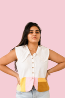 JOD Cotton Womens Yellow Signal Collar Vest