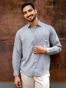Earthy Route Tencel™ Lyocell Linen Full Sleeve Shirt in Slate Grey