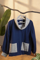 Rj Label Cowl Unisex Blue Sweater Kala Cotton Unisex