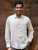 Earthy Route Tencel™ Lyocell Linen Full Sleeve Shirt in Natural