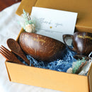 Thenga Eco-Friendly Birthday Gifts/Hampers Set | Includes 1 Teacup, 1 Bowl with Spoon & Fork, and Message Card