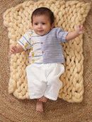 Greendigo Organic Cotton Pack of 1 Shirt for Newborn Baby Boys - Blue and White