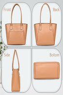 Green Hermitage Athena Vegan Leather Tote Bag (Caramel)