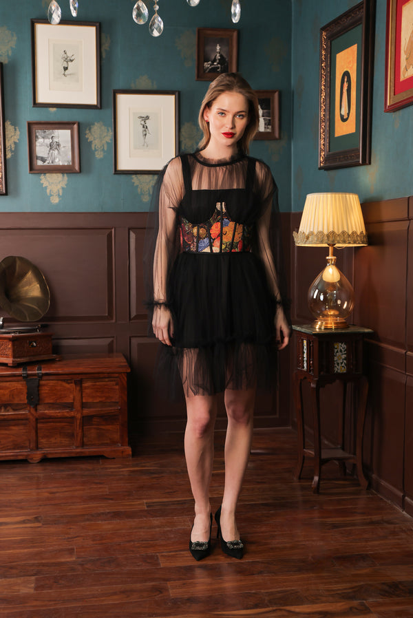 Label Muslin Shadow Ruffle Corset Dress Set