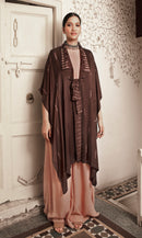 Ethically made shibori dyed kaftaan style jacket with a belt tieup