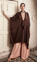 Ethically made shibori dyed kaftaan style jacket with a belt tieup