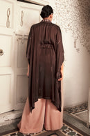 Ethically made shibori dyed kaftaan style jacket with a belt tieup