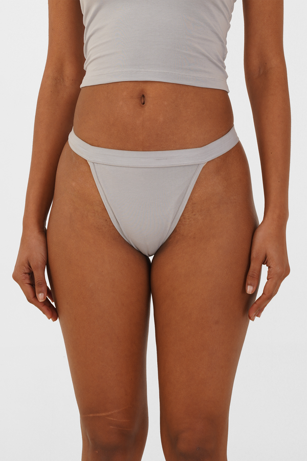 Nude & Not Organic Cotton Thongs (Ice Grey, Pack of 2)