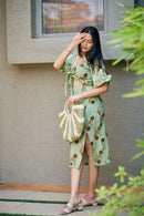 The Conscious Closet  Block Printed Lotus Stem Detachable Dress