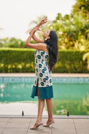 The Conscious Closet Blue Slate Wave Soul Long Detachable Dress