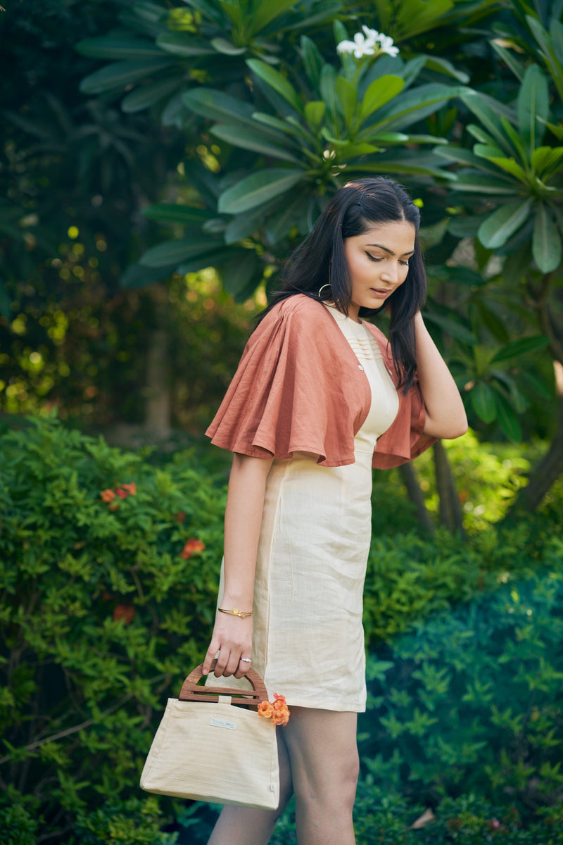 The Conscious Closet Otter Brown and Cream Congo Meadow Detachable Dress